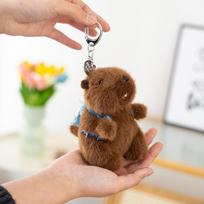 Raktų pakabukas pliušinis švilpikas su grandinėle kuprinės dekoravimui ir kaip dovanos idėja Brown Backpack