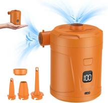 Electric Air Pump Inflator Battery Rechargeable Air Compressor for PVC Boat Mattress Inflatable Swimming Pool Raft Air Bed Orange