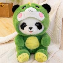 Soft panda transformation dinosaur doll plush toy black and white panda children's rag doll girl birthday gift 35cm（0.45kg）