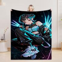 Huntrix, Rumi, Mira, Zoey Demon Hunters Kpop 3D spausdintas flanelinis pledas, šiltas dovanų metimas vaikams, suaugusiems, namams, biurui 75x100cm