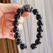 Vėjas 10mm Natūralaus Juodo Agato Obsidianas Dizaino Apyrankė Apyrankė