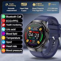 2025 Naujas Tikslus Kraujo Lipidų Šlapimo Rūgšties Išmanusis Laikrodis Vyrams EKG+PPG Laikrodis Lauko Sportui Bluetooth Skambutis Sveikatos Išmanieji Laikrodžiai black-silicone