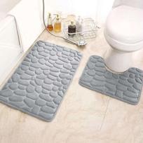 Memory Foam Bath Mat Bath Mat Set Stone Embossed Mat Shallow gray