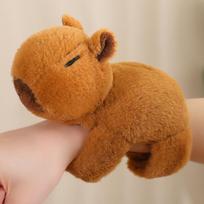 Cute capybara sex ring doll, plush toy doll, little capybara bracelet, patting circles, children's comfort rag dolls 24*16cm（0.07kg） šviesiai ruda spalva