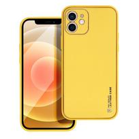 Viedtālruņa aizmugurējais vāciņš Apple iPhone 12 Leather Yellow