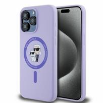 Viedtālruņa aizmugurējais vāciņš Apple iPhone 15 Pro Max Silicone Karl&Choupette MagSafe Violet