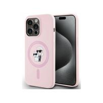 Viedtālruņa aizmugurējais vāciņš Apple Iphone 15 Silicone Karl&Choupette MagSafe Pink