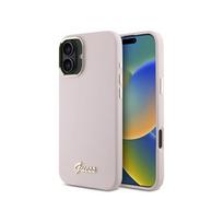 Viedtālruņa aizmugurējais vāciņš Apple Iphone 16 Script Metal Logo Pink