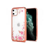 Viedtālruņa aizmugurējais vāciņš Apple iPhone 12 Pro Diamond Flower Rose Gold, Transparent, With Design
