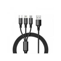 Kabelis Armor 3in1 USB-A to Lightning / Type-C / Micro USB Black