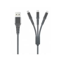Kabelis Unravel Braided 3in1 USB-A to Lightning / Type-C / Micro USB Grey