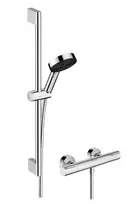 Hansgrohe Pulsify Select S – dušo rinkinys su termostatu, 3 srovių tipais, EcoSmart, chromas 24272000