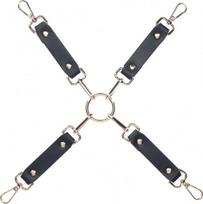 Keturių krypčių diržai Ouch! Milan Collection Hogtie Connectors, juoda/raudona