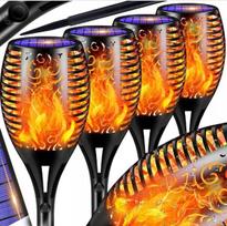LED sodo žibintai su ugnies imitacija, 4 vnt., 51 cm