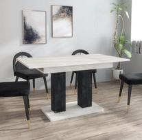 Valgomojo stalas Szynaka Meble Furneo Theo 05, juodas/baltas