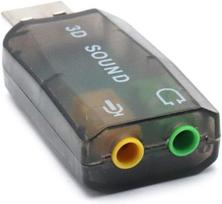 Garso plokštė 3 dalių 3D išorinis diskas be disko USB garso plokštė 5.1 kanalo USB garso adapteris su 3,5 mm garso lizdu, juodas