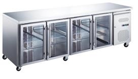Šaldomas darbo stalas - 223cm - 4 stiklinės durys