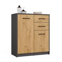 SIMPLO 2D2S Komoda 2 Šufliai 2 Durys Svetainės ANTRACITAS DĄB ARTISAN