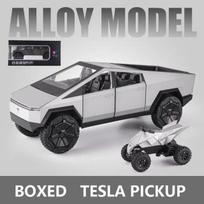 1:24 MINI AUTO Tesla Cybertruck pikapas priekaba, lydinio automobilio modelis, liejiniai metaliniai visureigiai, sunkvežimiai, modeliavimas vaikams, žaislai, dovana pilka