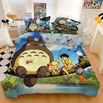 Naujas Anime Totoro patalynės komplektas Antklodės užvalkalas Patalynės komplektas Antklodės užvalkalas Pagalvės užvalkalas Antklodė Karališko dydžio Karalienės dydžio Berniukų Suaugusiųjų patalynės komplektas EU Twin 135x200cm