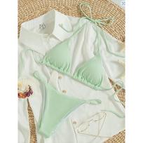 String Thong Bikinis 2025 Women Sexy Triangle Swimsuit Brazil Tong Swimwear Female Padded Bathing Swimming Suit Beachwear Summer S žalia