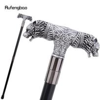 Sidabrinė Derva Vilko Dvi galvos Walking Stick Madinga Dekoratyvinė Plieninė Lazda Džentelmeno Elegantiška Cosplay Lazdos Rankena Kryžiuočio Lazda 92cm