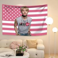 Taehyungo Amerikos vėliavos gobelenas Kpop stabas Namų dekoras Sieninė puošmena Miegamojo fonas Vidaus lauko dekoras Koncerto vėliava 29x37in white