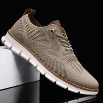 2024 M. Vyriški Britiško Stiliaus Kvėpuojantys Flyknit Tinklelio Sportbačiai, Dydis 46, Laisvalaikio Vasariniai Bėgimo Bateliai 40 chaki