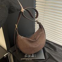 Maillard Retro Frosted Suede Shoulder & Crossbody Bag - Women's Autumn/Winter Fashion Dumpling Bag 28x9x18 juoda