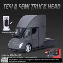 1:24 Tesla SEMI Sunkvežimio galvos priekabos modelio simuliacija Metalinis lydinys Die-cast Garsas ir šviesa Dovana su berniukų kolekcijos automobilio modeliu Vaikų žaislas žalia