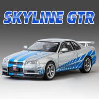 Nauja 1:32 GTR R34 lydinio sportinio automobilio modelis, liejamas žaislinis lenktyninio automobilio modelis, imituojantis garsą ir šviesą, atsitraukimas vaikams berniukų tendencijų kolekcijos dovana sidabras