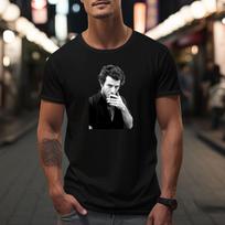 Tom Waits marškinėliai Suaugęs Tom Waits rūko cigaretę Spausdintas trumpomis rankovėmis viršus 2XL
