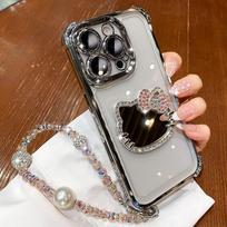 For Xiaomi 14T 13T Mi 11 Lite Poco X7 Pro X6 X3 NFC X5 F3 F5 F6 M6 Kitty Mirror Electroplate Shockproof Phone Case With Bracelet Xiaomi Mi 11 Lite