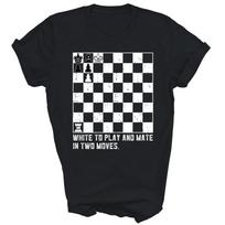 Balti Žaisti Ir Matuoti Per Du Ėjimus Šachmatų Unisex Marškinėliai Dovana 3XL
