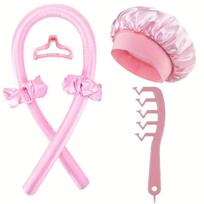 6PCS Heatless Curling Rod Headband Soft Hair Curler No Heat Hair Rollers Overnight Lazy Curls Sleeping Cap Comb Styling Tools