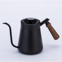 304 Nerūdijančio Plieno Teflono Pour Over Virdulys Medinė Rankena Pour Over Virdulys Buitinis Siauraburnis Virdulys Lašinio Kavos Pour Over Virdulys Without thermometer650ML juoda