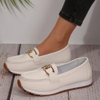Women's Retro Slip-On Loafer Flats, Comfortable Soft Driving Moccasins, Casual Leather Walking Shoes 36 balta