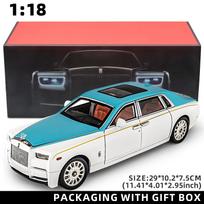 1:18 Rolls-Royce Phantom modelio automobilis Žvaigždėtas dangus stoglangis Cinko lydinio ištraukiamas žaislinis liejamas automobilis su garsu ir šviesa tikroviškais kolekcijos ornamentais sidabras/juoda