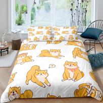 Shiba Inu Duvet Cover Cute Shiba Inu Bedding Set Dog Loves Bedding Set Microfiber Cartoon Animal Pattern Queen King Quilt Cover EU single(135x200cm)