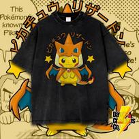 Pokemon Pikachu Charizard Pončas Individualus Anime Marškinėliai Senoviniai Anime Marškinėliai 3XL