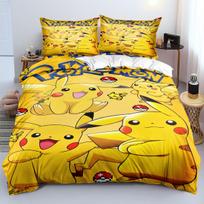 Mielas P-Pokémon patalynės komplektas vaikams berniukams su animacinių filmukų spaudiniu ant antklodės užvalkalo, komplektai su užpildu, Pikachu užvalkalas, patalynės komplektas 100x135cm-2pcs