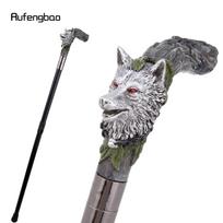 Sidabrinė derva Vilko galva Medžio šaknis Walking Cane Madingas dekoratyvinis plieninis strypas Džentelmeno elegantiškas Cosplay Cane Knob Kryžiuočius 93cm