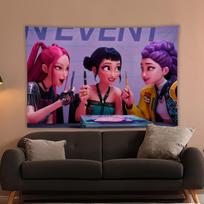 KPop Rumi Mira Zoey Demon h-Hunters Animacinis gobelenas Kambario dekoravimas Namų dekoras Miegamojo sieninis kabinamas audinys 29x37in