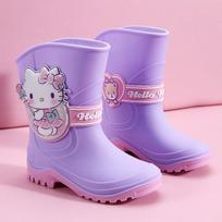 Hello Kitty vaikiški lietaus batai mergaitėms, neslystantys guminiai batai visam sezonui, vidutinio blauzdos ilgio vandens batai mažyliams ir kūdikiams 28