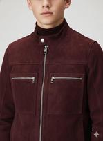 Genuine Men's Jacket Handmade Lambskin Suede Biker Causal Motorcycle Burgundy S bordinė