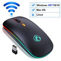 iMICE belaidė pelė Bluetooth RGB įkraunama pelė Belaidis kompiuteris Silent Mause LED apšvietimas Ergonomiška žaidimų pelė nešiojamam kompiuteriui Wireless 2.4G juoda
