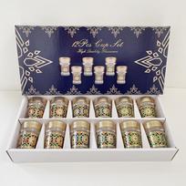12-piece set, Light luxury style Moroccan glass cup, Türkiye Saudi restaurant tea cup, Mosaic paper gilding water cup, gift cup 12x130ml