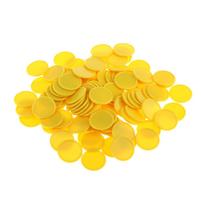 100 vnt. plastikinių mokymosi skaičiuoklių diskų bingo žetonų skaičiavimo diskų žymeklių, pokerio žetonų žaidimo žetonų su laikymo dėžute, 25 mm / 1 colio geltona