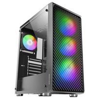Mars Gaming MC-F Black, ATX Gaming Semi-Tower, Full Tempered Glass Side Panel, Metal-Mesh Front, 4 x 120mm ARGB Fans