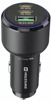 Swissten PD 2x USB-C / USB Car Charger 95W with USB-C - USB-C Cable 1m